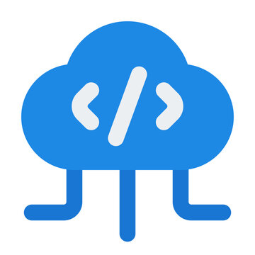 Cloud Code Flat Icon Vector, Colorful Coding and Programming Symbol for Developer and Web Design Concept