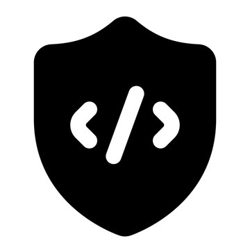 Shield Glyph Icon Vector, Solid Coding and Programming Symbol for Developer and Web Design Concept