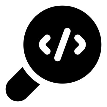 Search Glyph Icon Vector, Solid Coding and Programming Symbol for Developer and Web Design Concept
