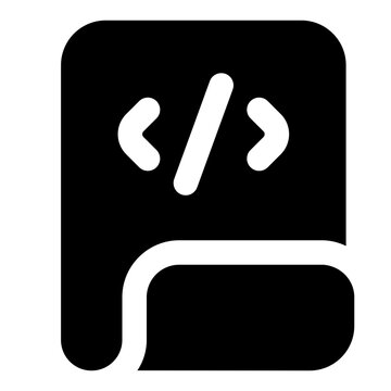 Script Glyph Icon Vector, Solid Coding and Programming Symbol for Developer and Web Design Concept
