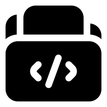 Folder Glyph Icon Vector, Solid Coding and Programming Symbol for Developer and Web Design Concept