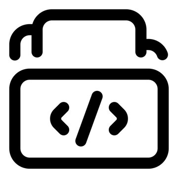 Folder Line Icon Vector, Modern Outline Coding and Programming Symbol for Developer and Web Design Concept
