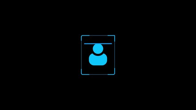 Cyan Person Icon in Frame Centered on Black Background user icon profile icon