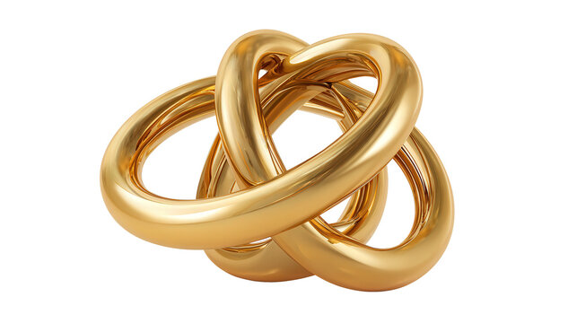 Minimalist interlocking ring sculptures modern art isolated on white background