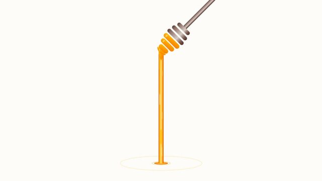 Honey dripping from wooden dipper animation
