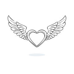 Obraz premium Elegant outline of a heart with feathered wings outstretched symbolizing love and freedom
