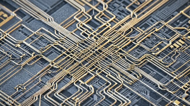 Abstract Circuit Board Design Circuit Board Technology Electronics Design Microchip Connections Gold. Concept featuring circuit board, technology, electronics, design, microchip for professional co...