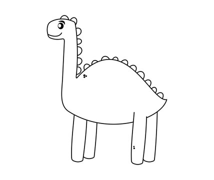 Dinosaur in profile in black and white outline for coloring - vector