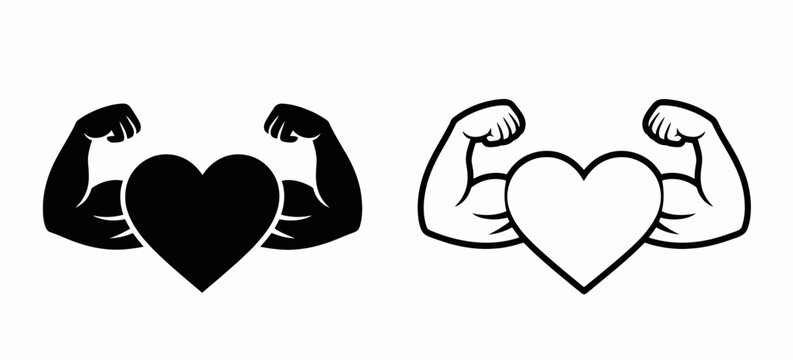 Muscle Arm Strength Flexing Biceps Silhouette Icon Set Minimal Fitness Vector