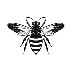 Obraz premium Stylized Black and White Bee Silhouette for Nature and Insect Themes