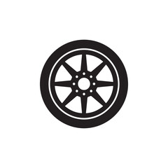 Fototapeta premium Wheel silhouette icon vector illustration on white background.
