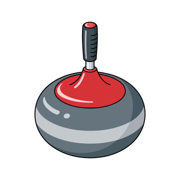 Curling stone with handle for winter sport on white background