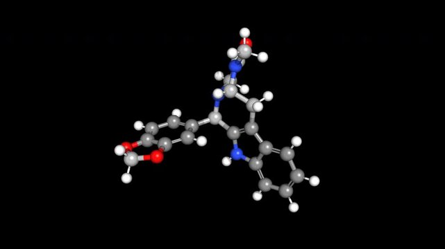 Cialis Tadalafil Medication 3D Animation Rotating Molecular Structure Seamless Loop Alpha Transparent Background 4K Scientific Medical Concept