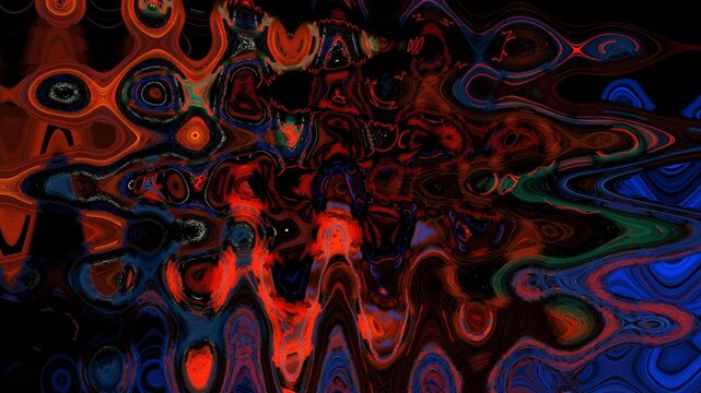 A vibrant color structure in red and a further pulsating abstract background with pulsating dynamic lines.