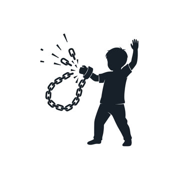 Silhouette of a child breaking free.