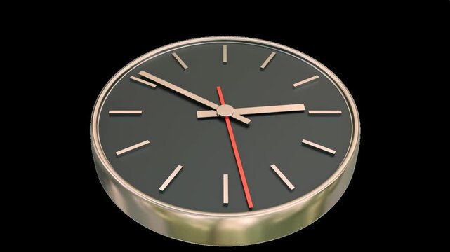 Animazione orologio accelerato, rendering 3d su sfondo trasparente, concetto del tempo che passa velocemente