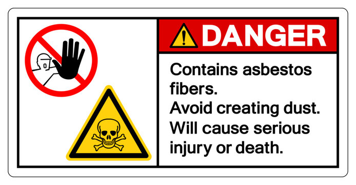 Danger Contains Asbestos Fibers Symbol Sign ,Vector Illustration, Isolate On White Background Label.EPS10