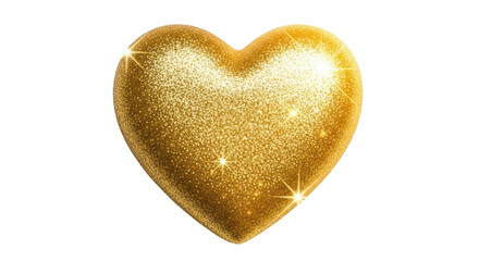 Obraz premium A beautiful, sparkling golden heart shape isolated on transparent background