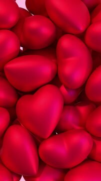 Happy birthday congratulation video with cake and red love hearts. Anniversary celebration loop animation
