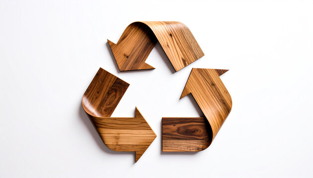 Nachhaltiges Recycling Symbol aus Holz