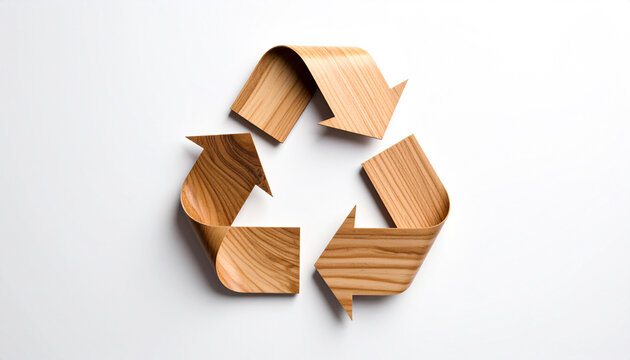 Nachhaltiges Recycling Symbol aus Holz