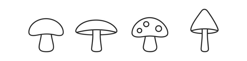 Obraz premium Collection of simple line art mushroom icons with varied shapes and patterns