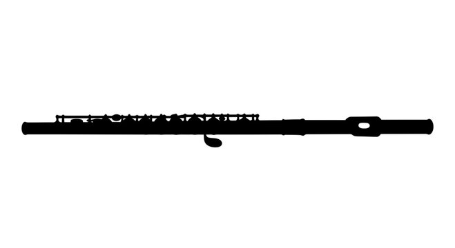 Silhouette of a black flute in profile view