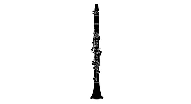 A black double reed woodwind musical instrument with keys and holes