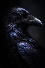 Obraz premium Close-up of a raven showcasing dark feather details and sheen