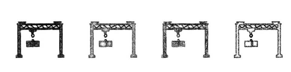 Obraz premium Sketch overhead crane icon design set