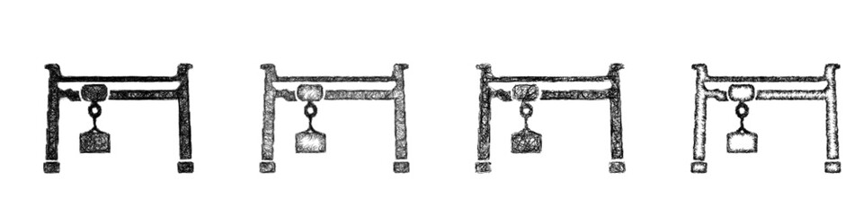 Fototapeta premium Sketch gantry crane icon design set