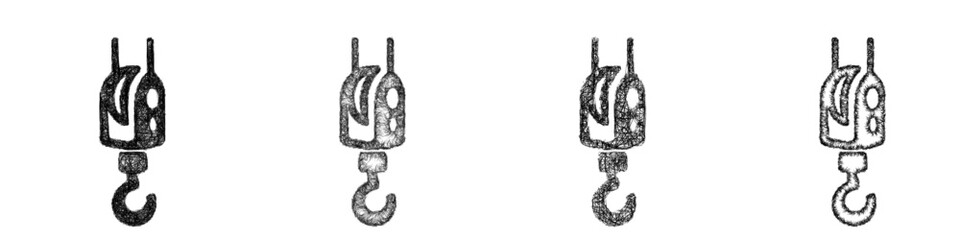 Fototapeta premium Sketch crane pulley icon design set