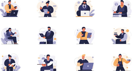 Fototapeta premium Modern professionals engaged in diverse work activities