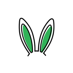 Obraz premium Bunny ears with green accents in minimalistic design for Easter 