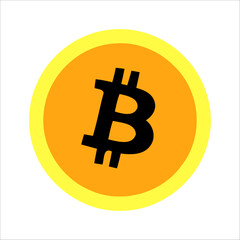 Obraz premium Bitcoin cryptocurrency vector icon featuring golden coin symbol for digital finance, blockchain technology and investment