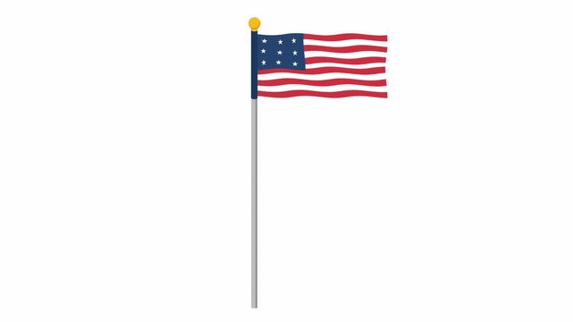 Animated American flag waving with smooth motion on clean background. Simple patriotic symbol representing identity and national pride.