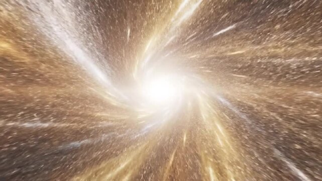 Seamless loop flying through a cosmic wormhole or deep space vortex with glowing stars and nebula colors. Concept of time travel, intergalactic travel, and sci-fi background.