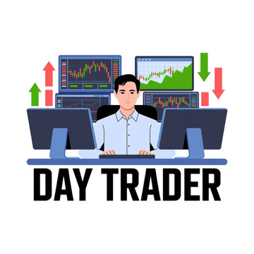 Day Trader Working on Computers.
