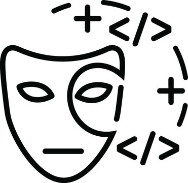 Theatrical mask with coding symbols illustration