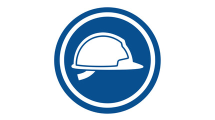 Fototapeta premium Head protection safety hard hat sign on a blue background