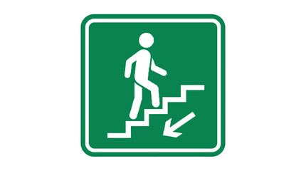 Emergency exit down stairs sign for safe evacuation route © Clip Artz