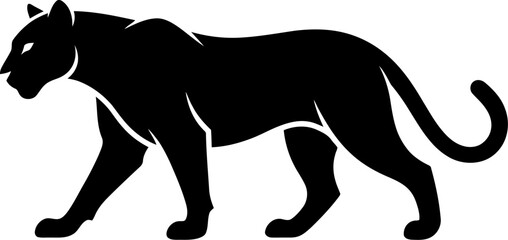 Black panther walking stalking feline silhouette © Nabil