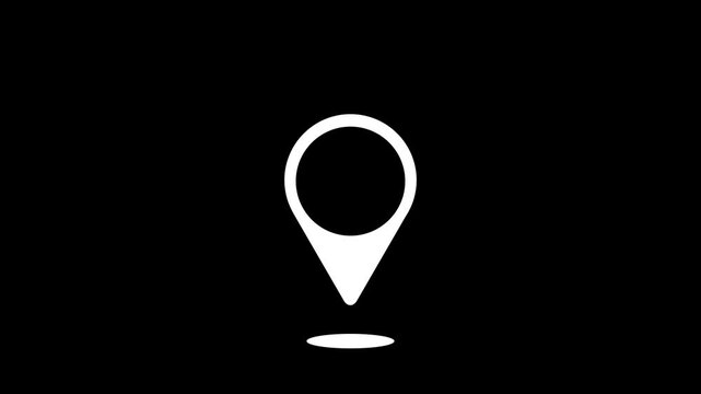 Location tracker pin pointer with radio waves target place fix place location pointer position location tracking animated on black background.with 4k video animation.