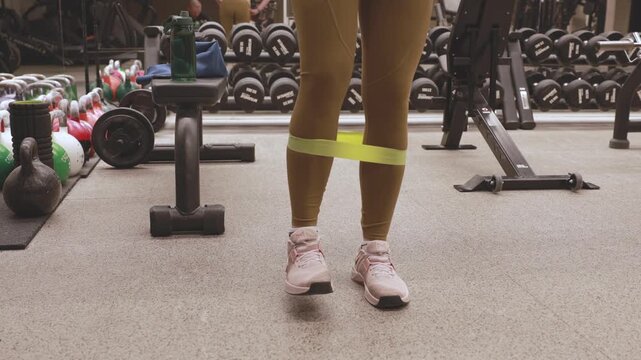 Woman doing functional training and warm up in gym, mobility workout and fitness routine