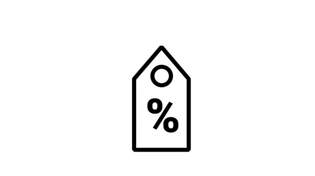 Discount tag line icon animation with percentage symbol for seasonal sales promotion and price reduction.