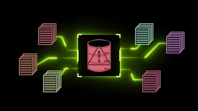 Data leak and information breach concept on the transparent background. Unauthorized access leading to disclosure of personal and confidential information. Motion graphics of data leak idea.