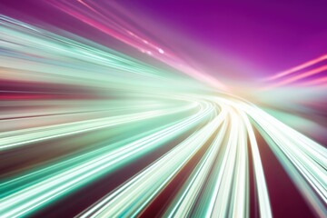 Fototapeta premium Dynamic neon light trails curving into the distance conveying high speed motion futuristic energy and abstract streaks of teal and magenta