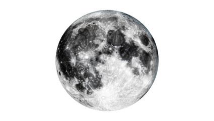 Isolated astronomical detailed full moon glowing with visible craters and lunar surface © Jn