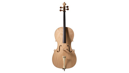 Isolated beautiful light wood cello, a classical orchestral string instrument © Jn
