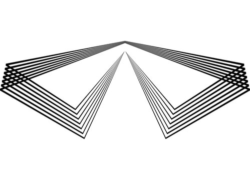 Vector symmetrical pattern of thin black parallel lines on a white background. . Design element in retro style. Modern vector background for covers, advertising, packaging. logo. Emblem